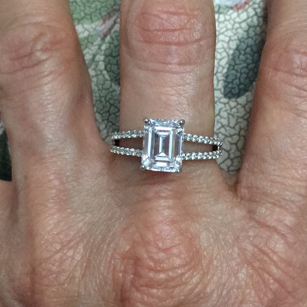 Diamonique 3ct Split Shank Solitaire Ring - image 2